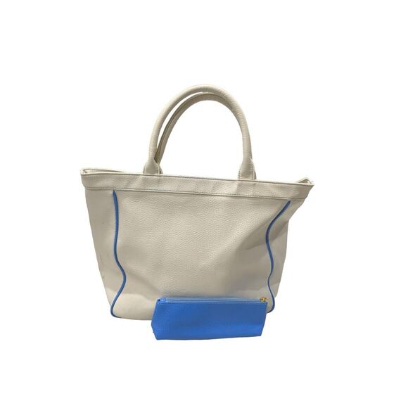 Vintage Estee Lauder Tote Bag Purse Beach with Pouch‎ Beige Blue - Picture 5 of 9